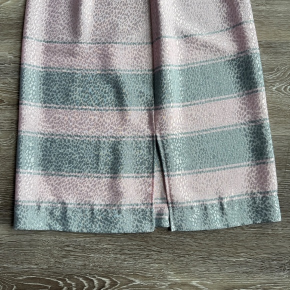 Chic Vintage 80s Satin Baby pink and Grey Midi Dress - Picture 6 of 10